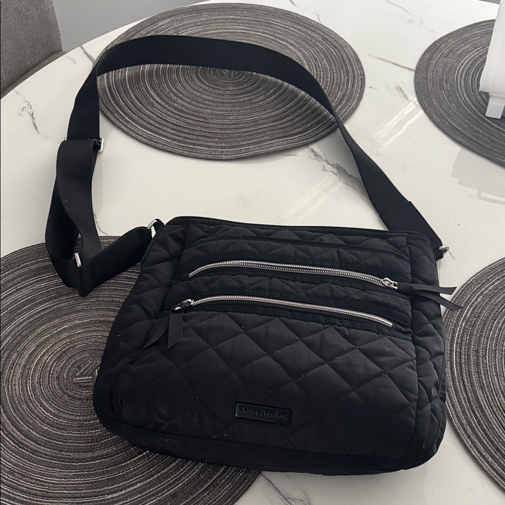 Vera Bradley Quilted Black Messenger Bag